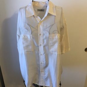 Summa men’s 100% silk button down shirt men’s M